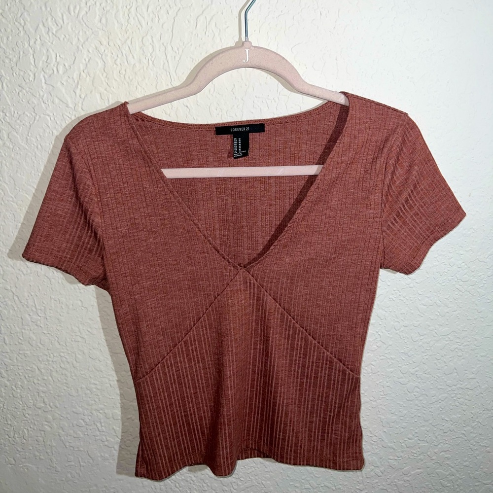 Forever 21 medium burgundy v cut shirt